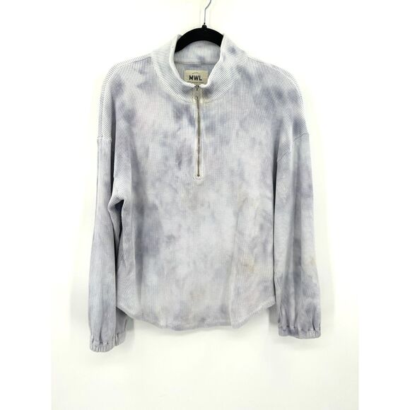 MADEWELL MWL Purple Tie Dye Waffle Knit Half Zip Pullover Sweater Size Medium - Picture 4 of 10